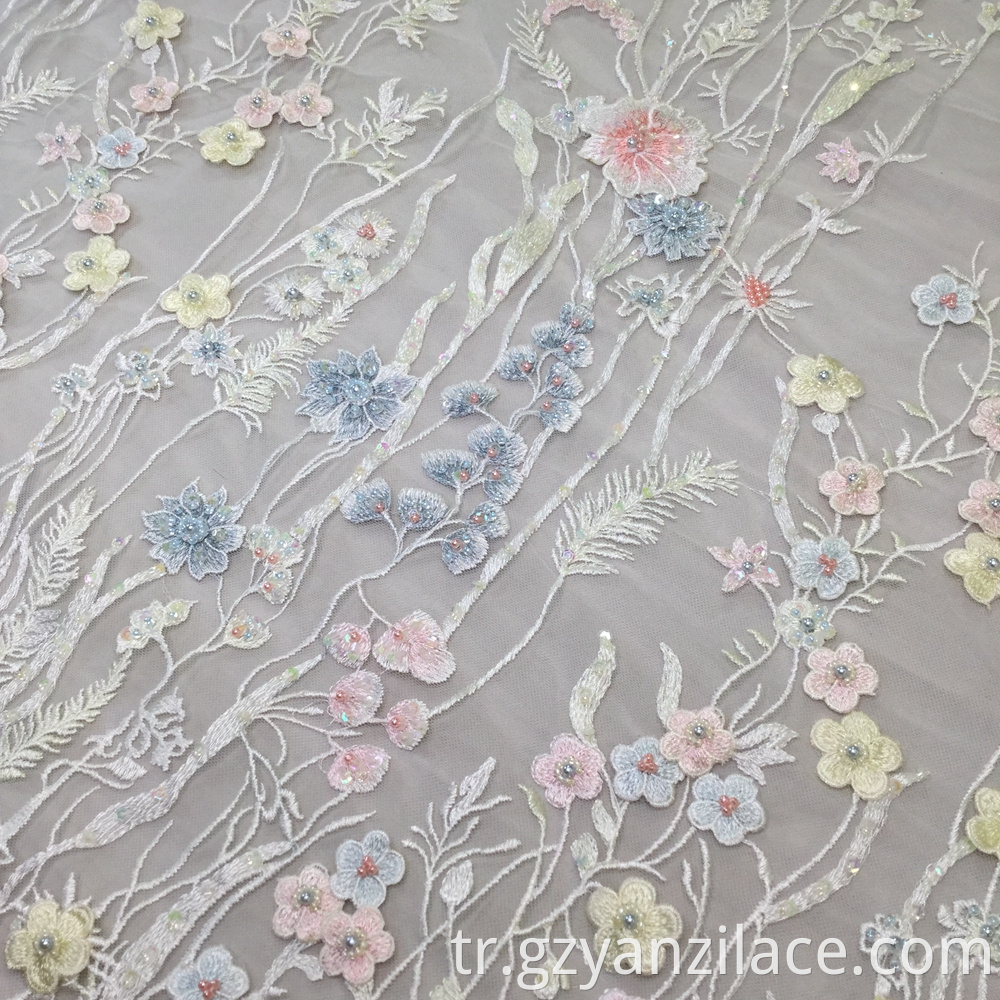 3d Flower Lace Embroidered Fabric